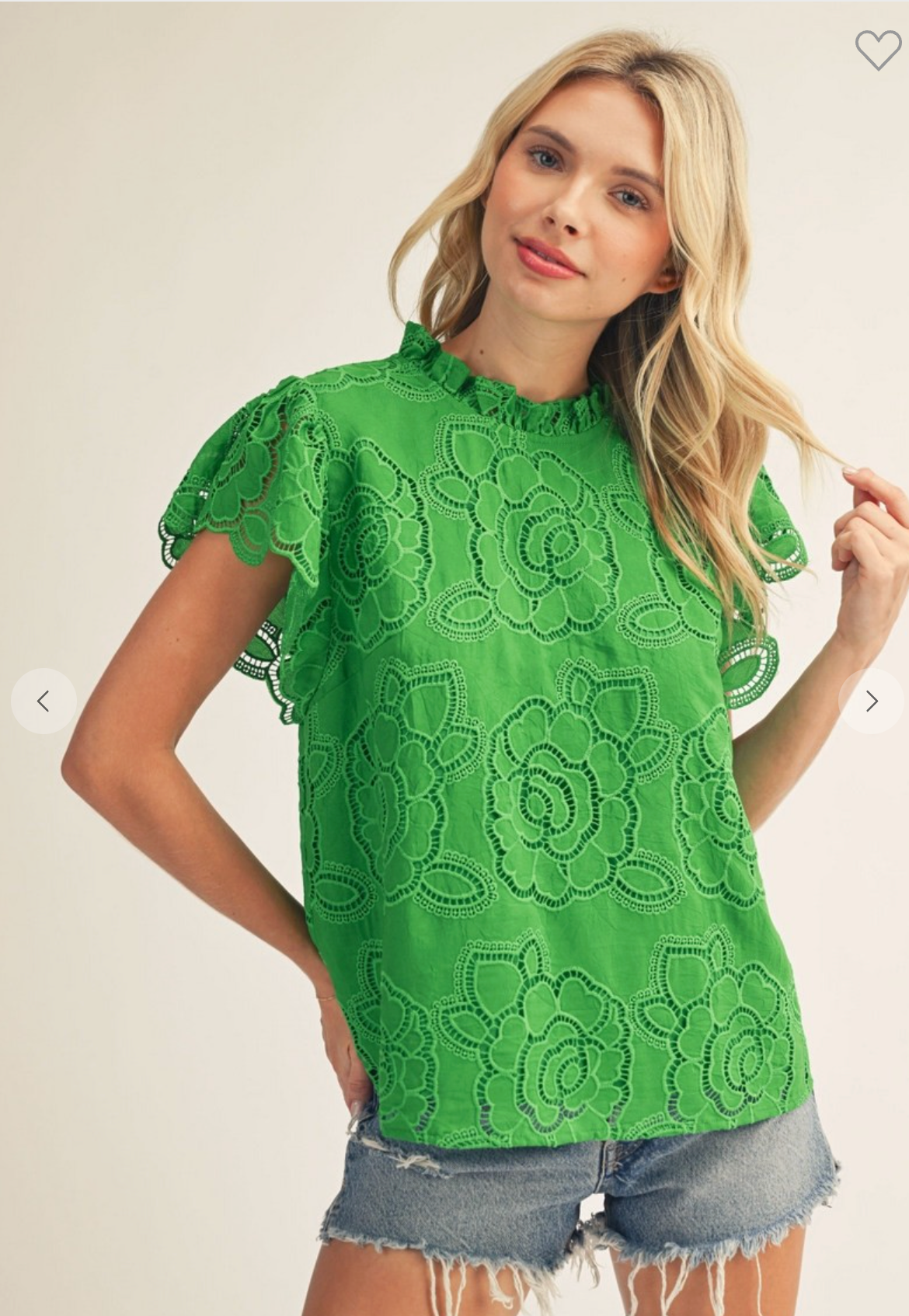 Fresh Picked Flutter Top In Kelly Green