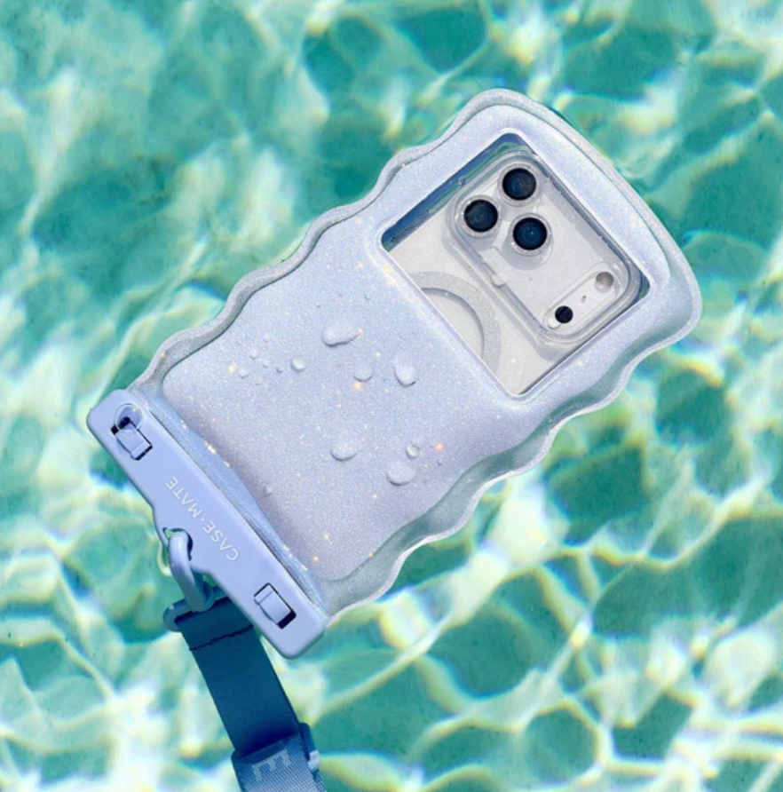 Wavy Waterproof Floating Phone Pouch In Periwinkle
