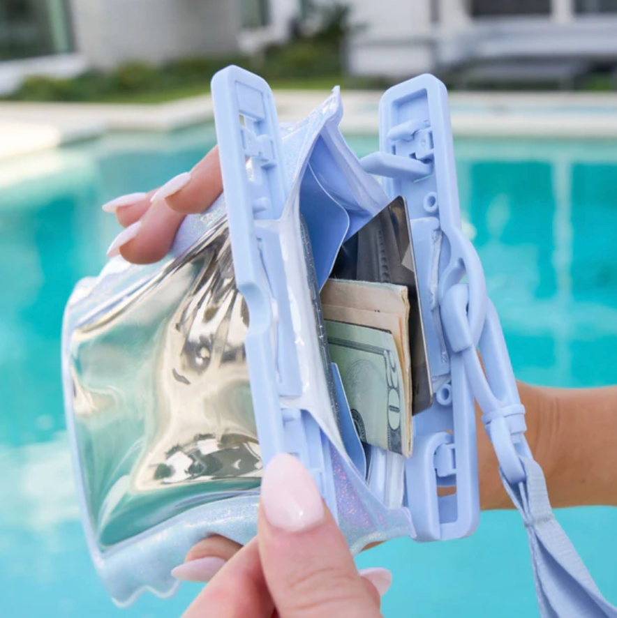 Wavy Waterproof Floating Phone Pouch In Periwinkle