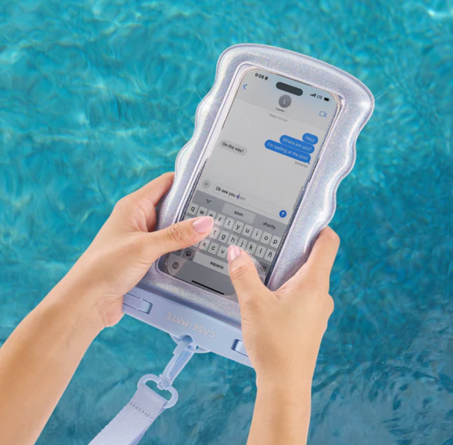 Wavy Waterproof Floating Phone Pouch In Periwinkle