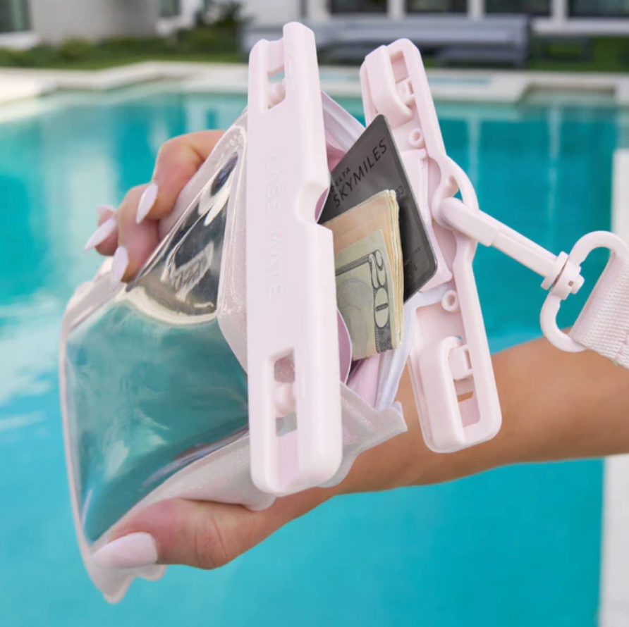 Wavy Waterproof Floating Phone Pouch In Ballet Pink