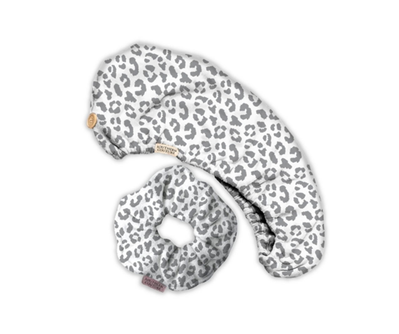Hair Towel + Scrunchie Combo In Leopard