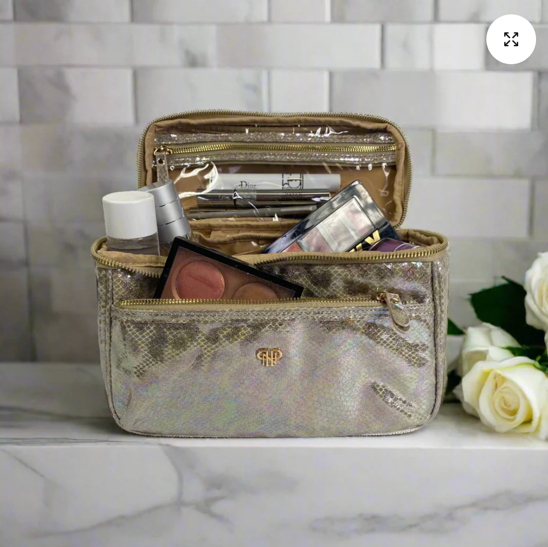 Classic Train Case In Glimmer Leopard