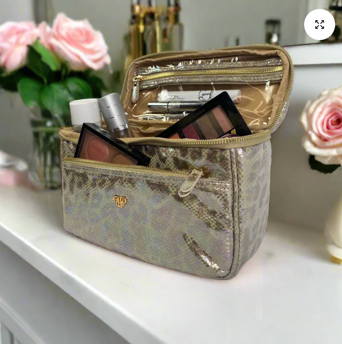 Classic Train Case In Glimmer Leopard