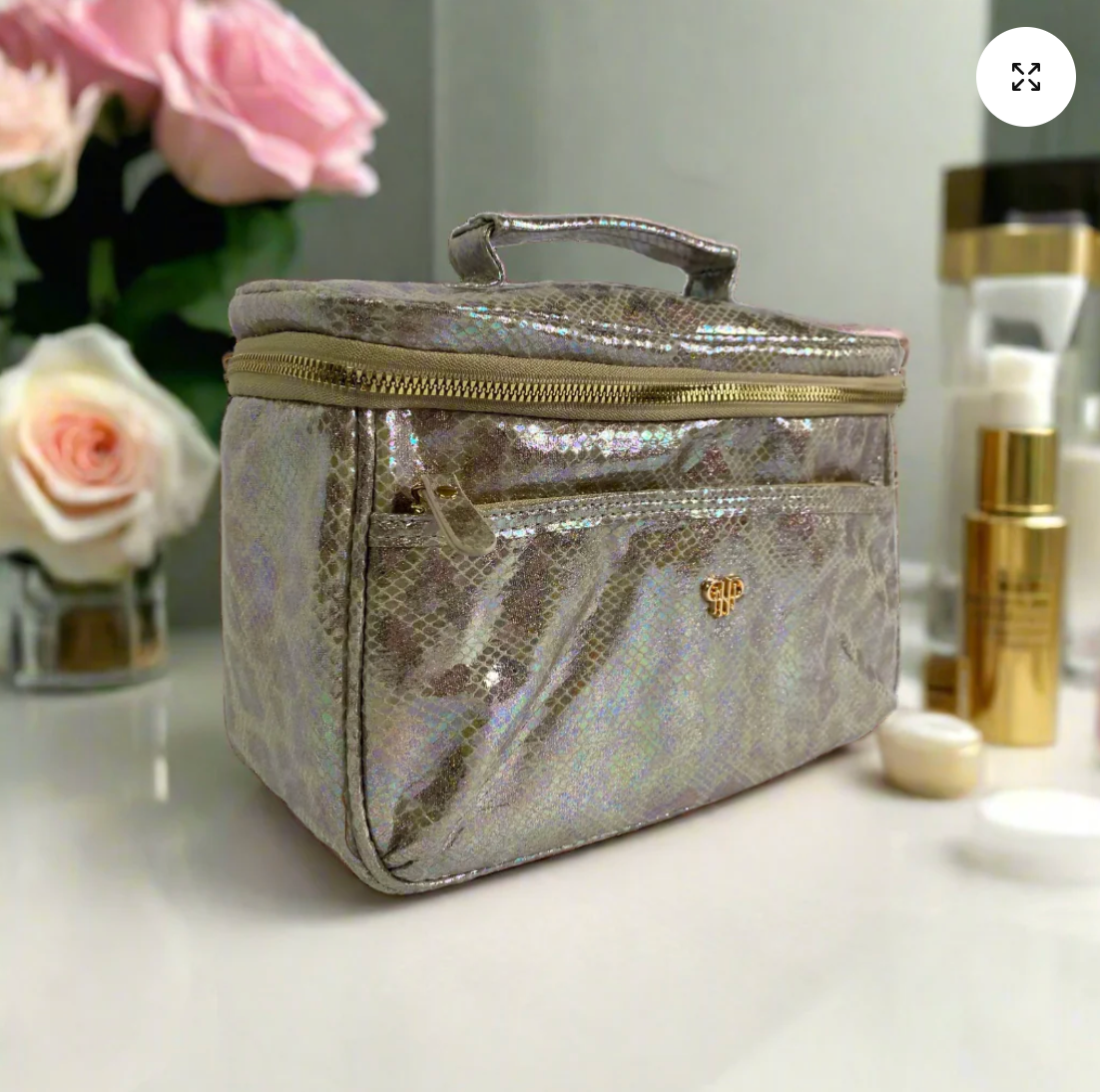 Classic Train Case In Glimmer Leopard