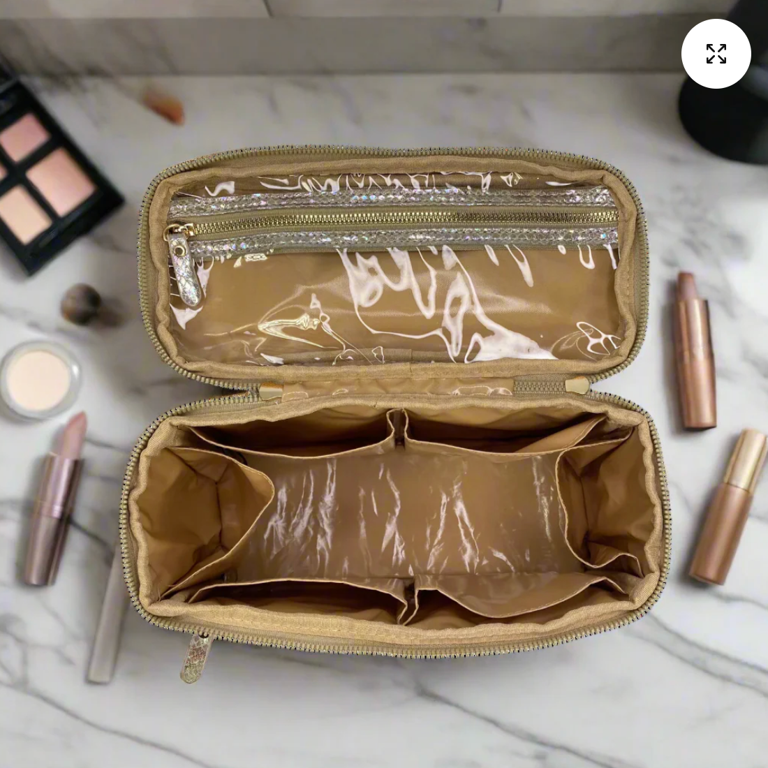 Classic Train Case In Glimmer Leopard