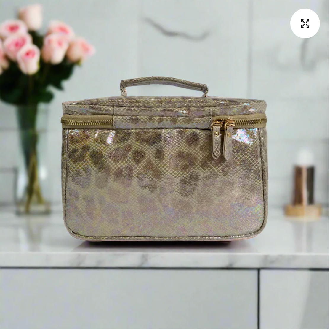 Classic Train Case In Glimmer Leopard