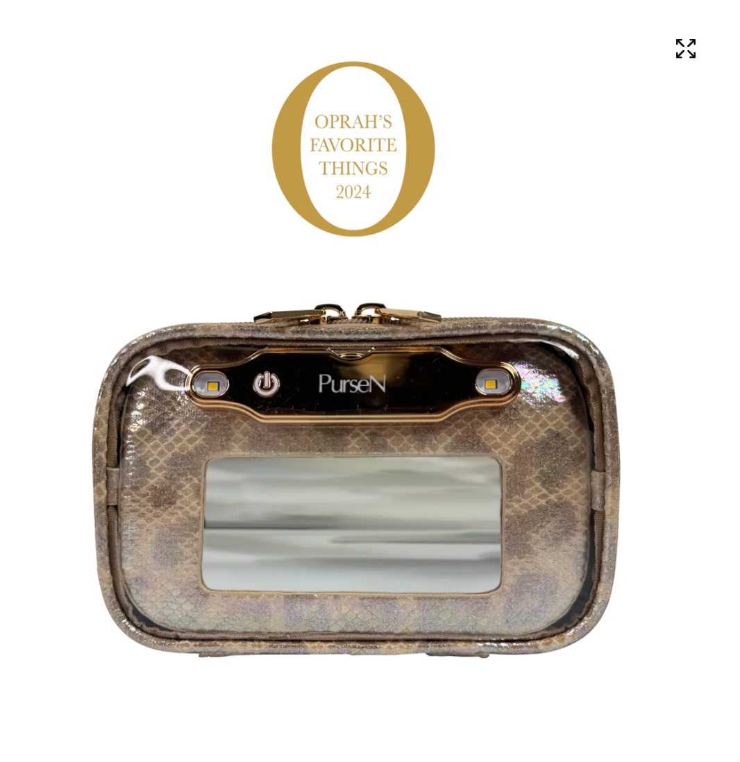 LITTMINI Lighted Mirror Case In Glimmer Leopard