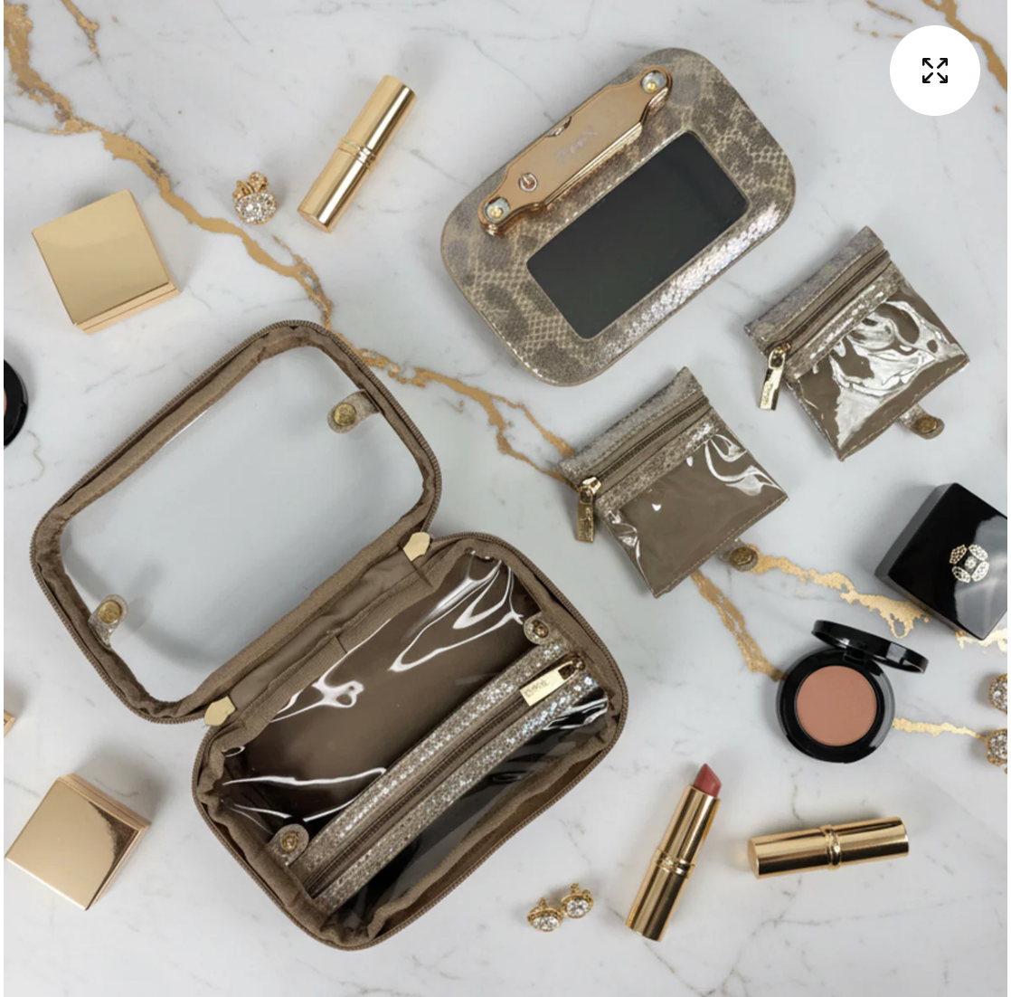 LITTMINI Lighted Mirror Case In Glimmer Leopard