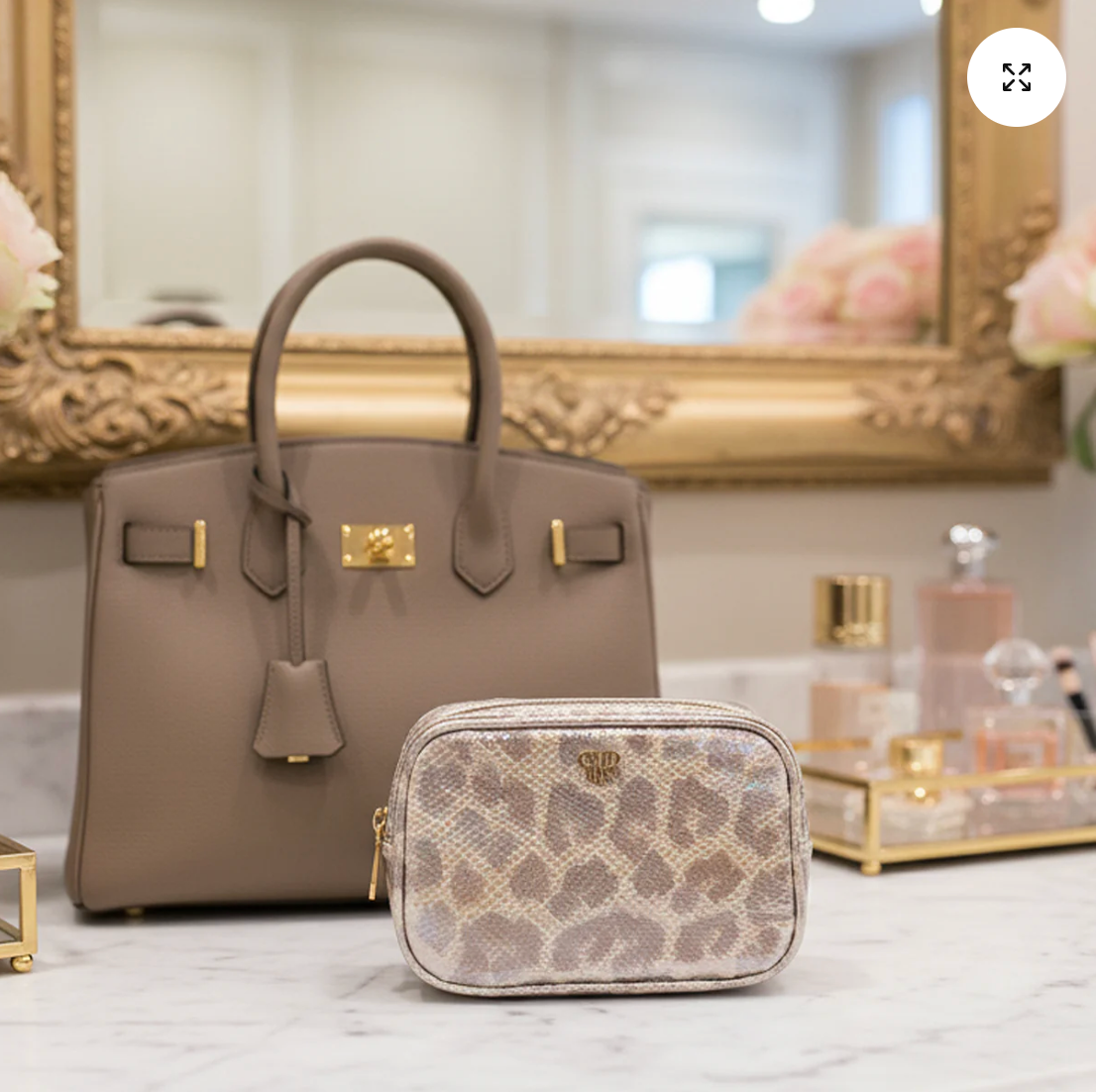 LITTMINI Lighted Mirror Case In Glimmer Leopard