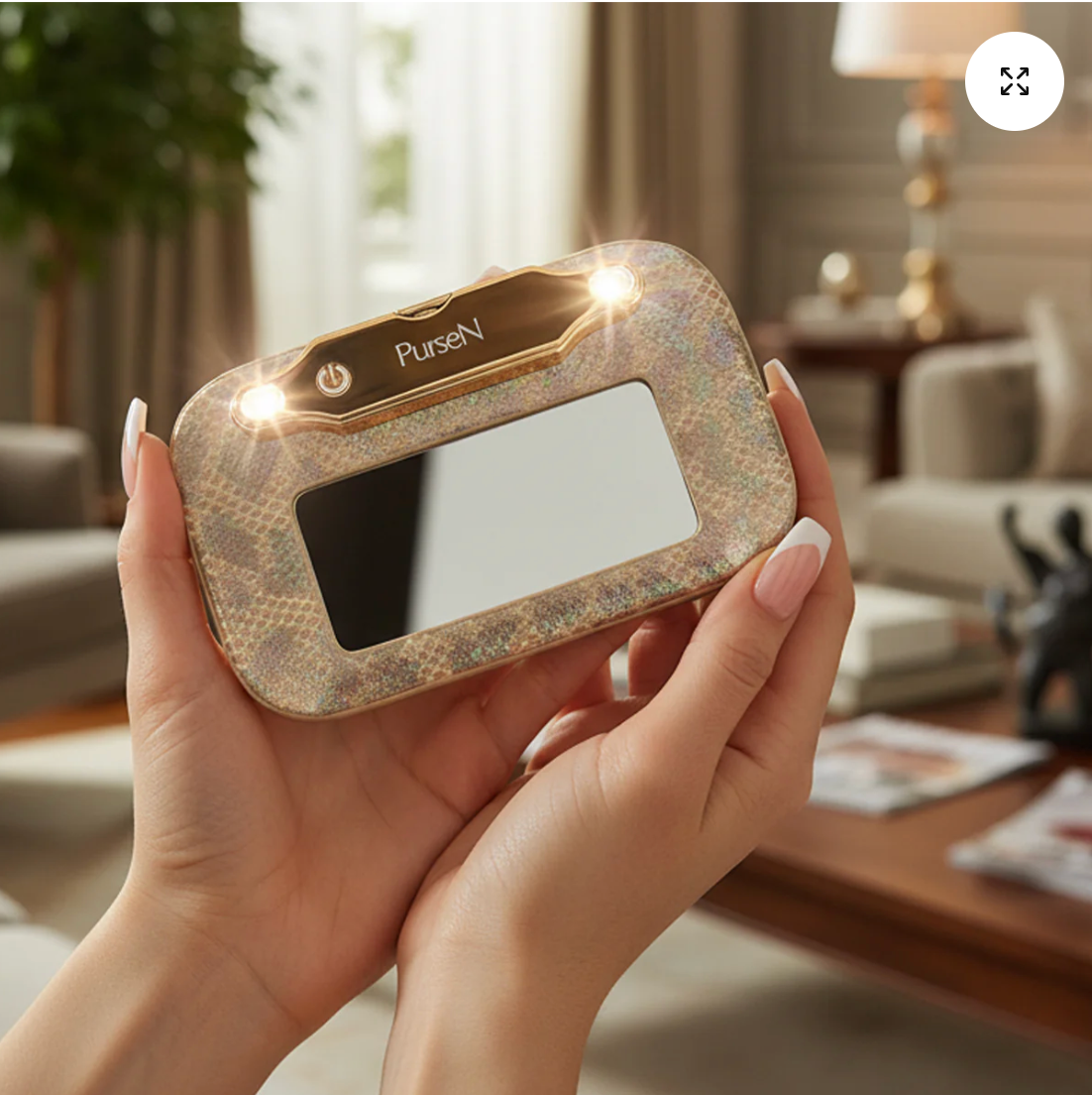 LITTMINI Lighted Mirror Case In Glimmer Leopard