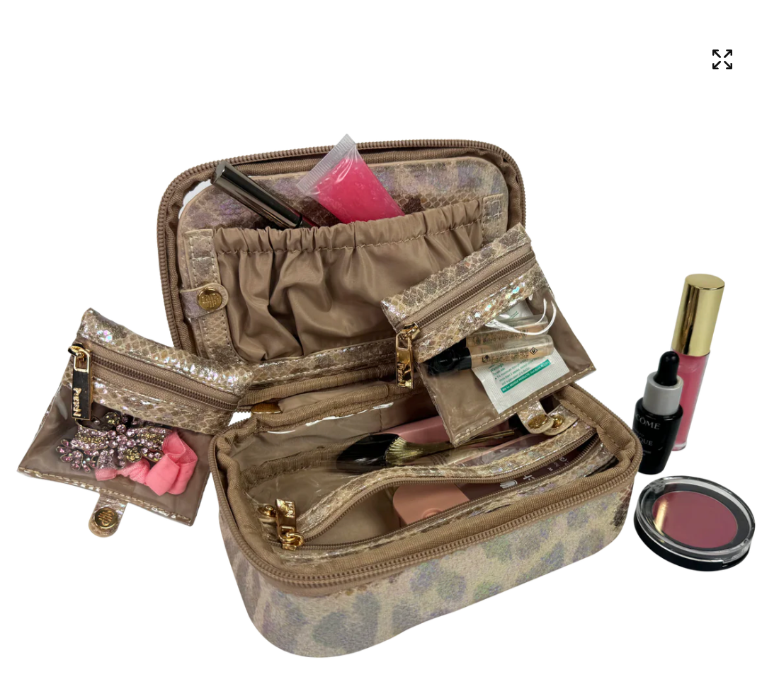 LITTMINI Lighted Mirror Case In Glimmer Leopard