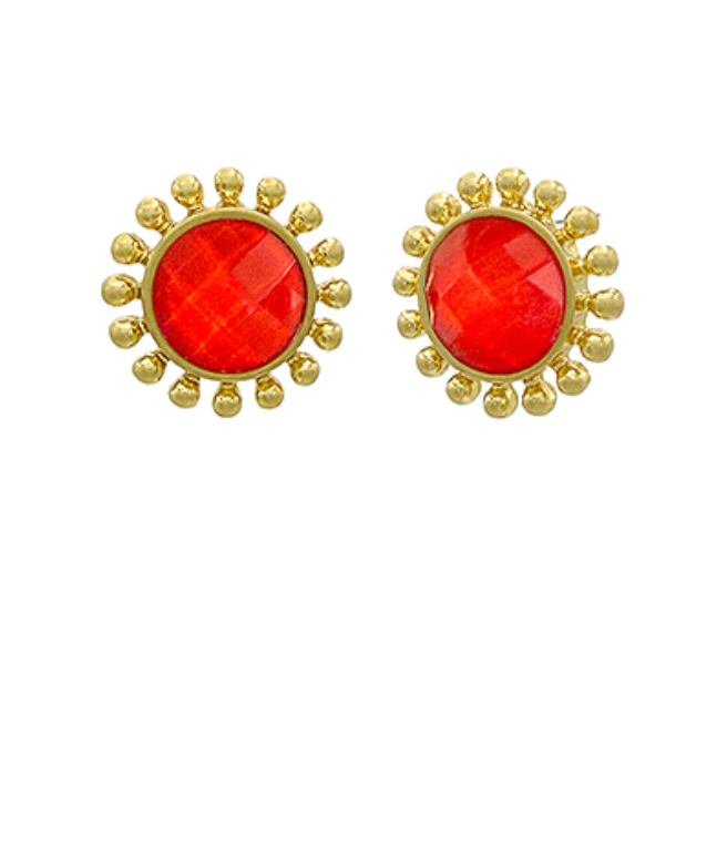 Sunburst Studs In Red