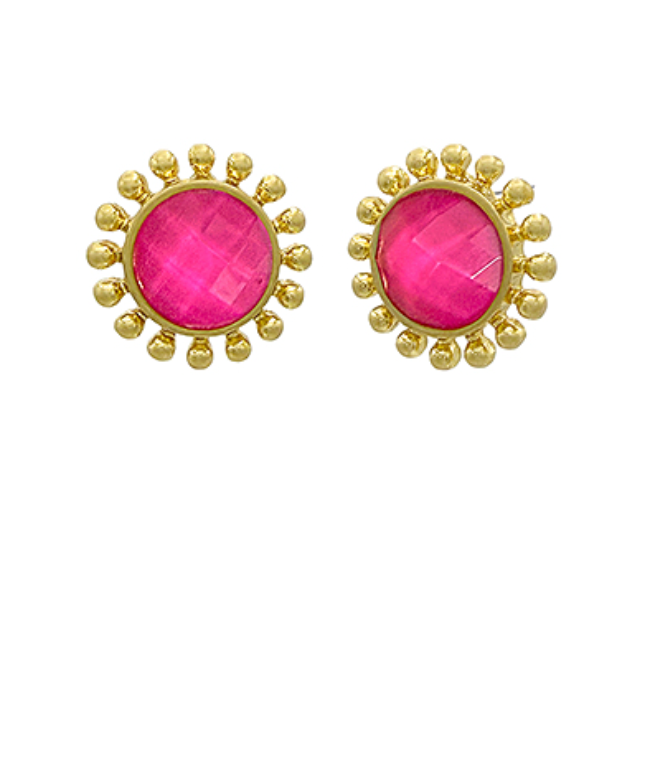 Sunburst Studs In Fuchsia