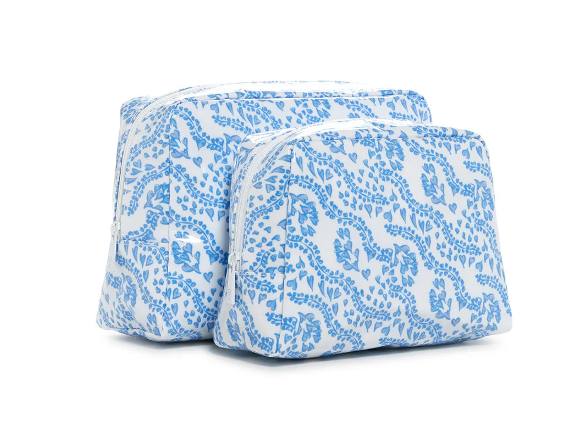 Medium Luxe Gloss Makeup Bag In All Hearts Blue