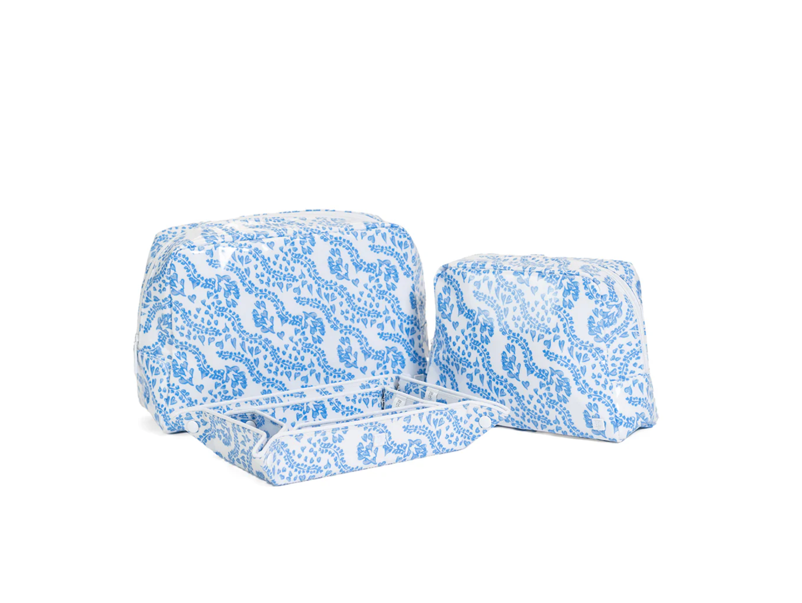 Medium Luxe Gloss Makeup Bag In All Hearts Blue