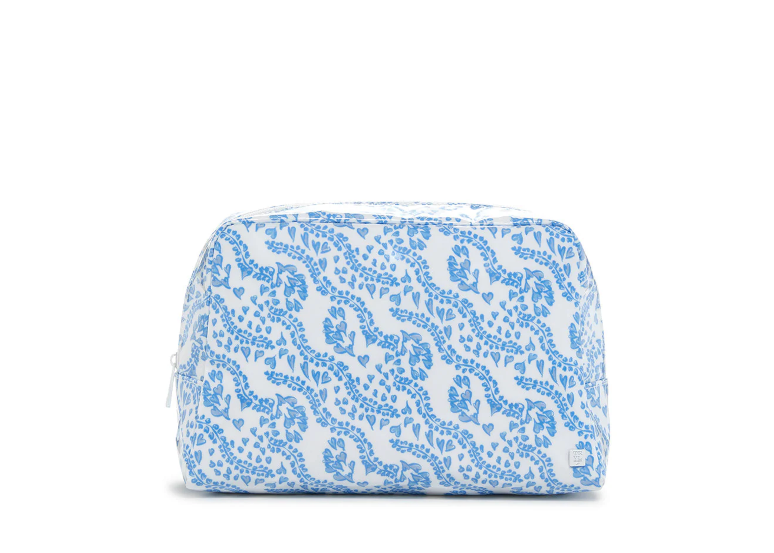 Medium Luxe Gloss Makeup Bag In All Hearts Blue