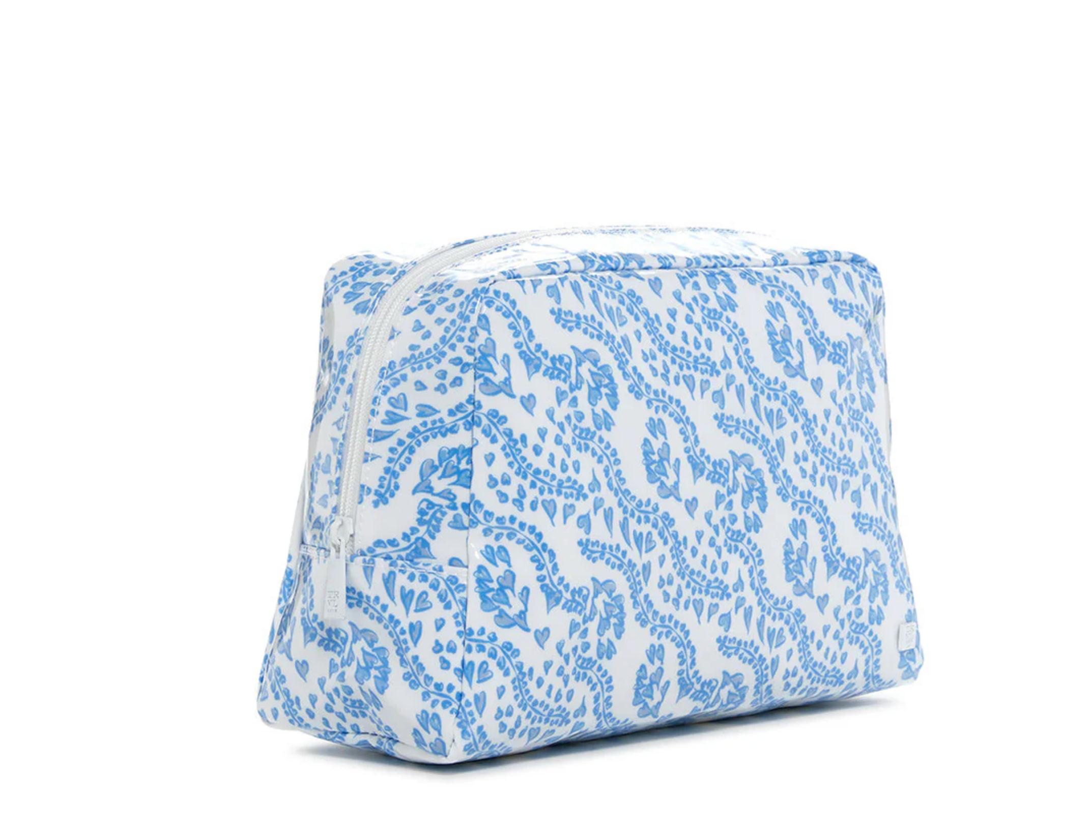 Medium Luxe Gloss Makeup Bag In All Hearts Blue