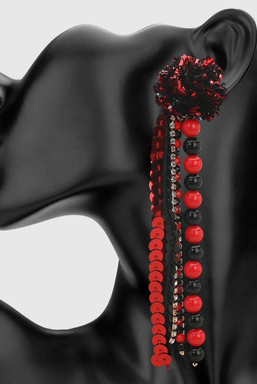 Stadium Sparkle Earrings In Red + Black
