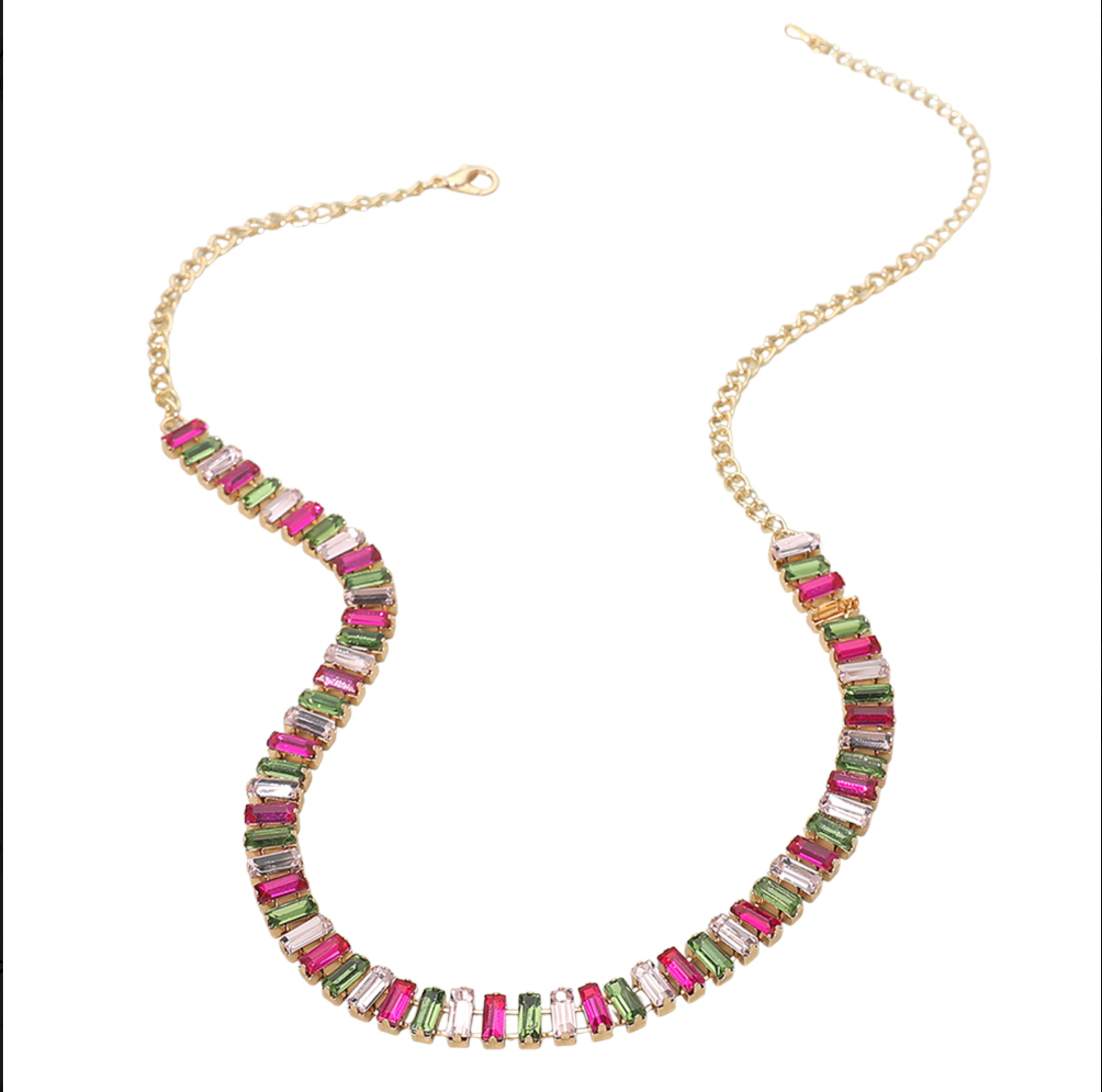 Grand Entrance Necklace In Pink + Green