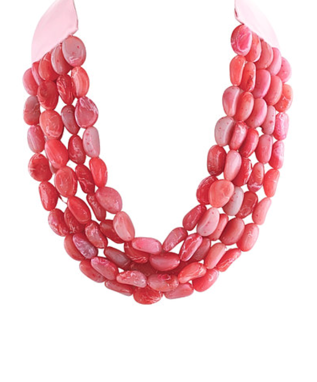 Effortless Layers Necklace In Pink Pebble