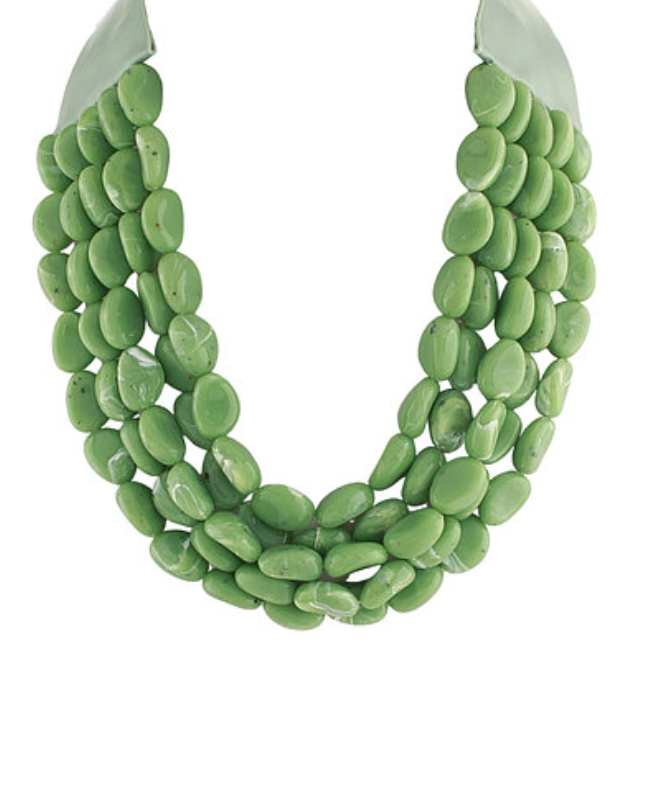 Effortless Layers Necklace In Green Pebble