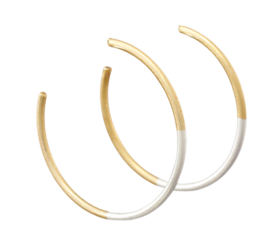 Simple Staple Two Tone Earrings