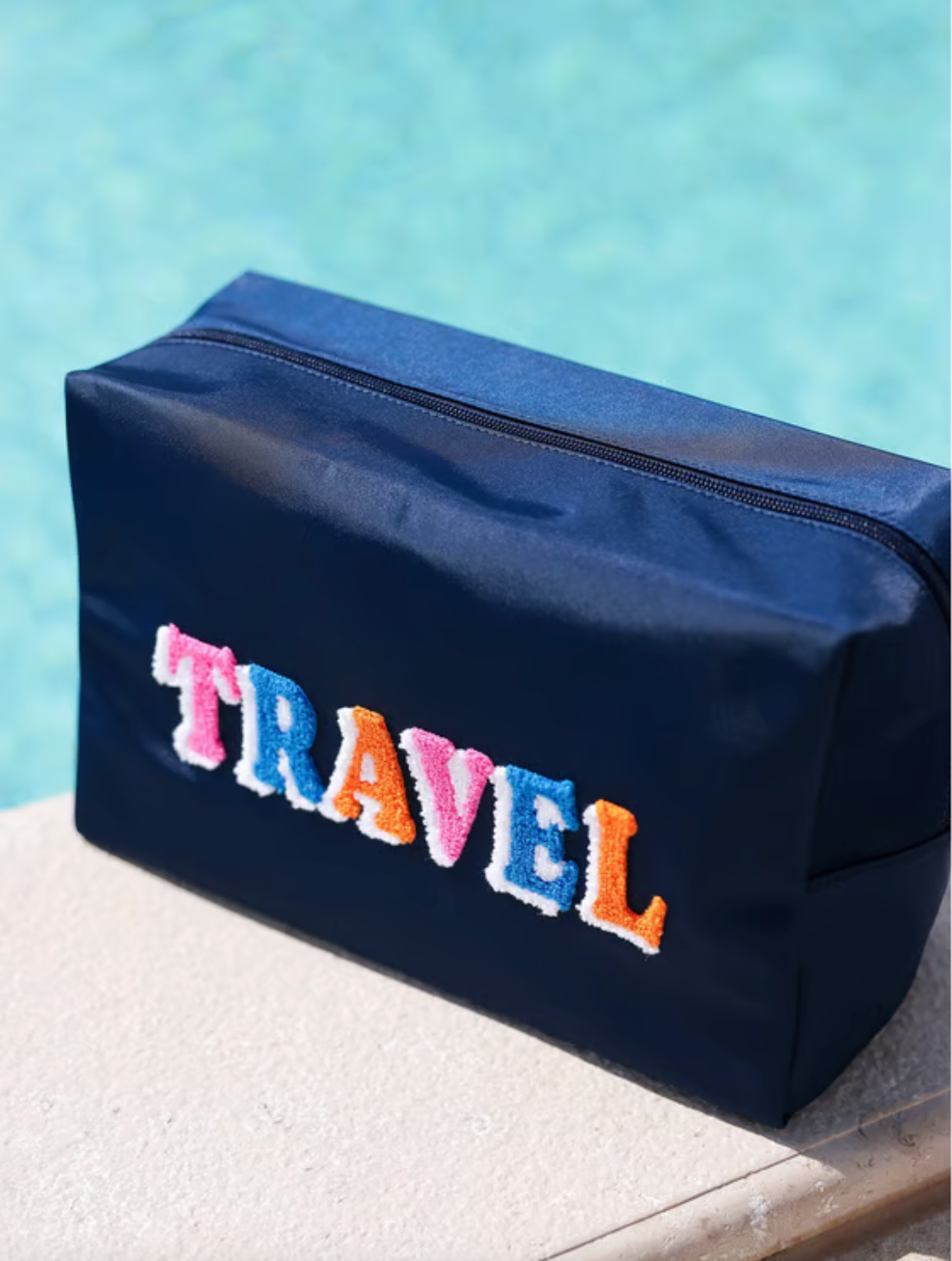 "Travel" Zip Pouch In Navy