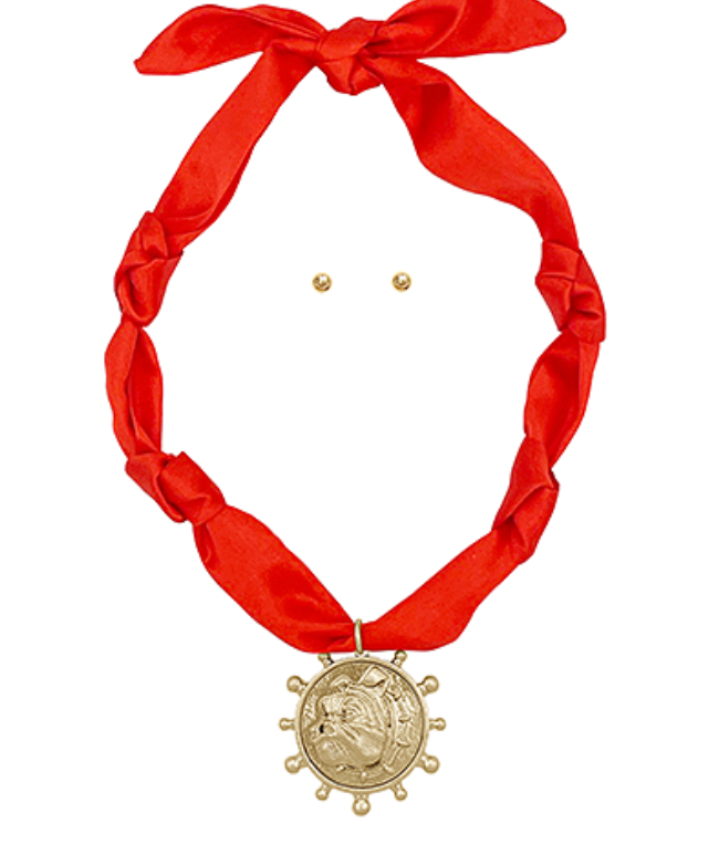 Saturdays In Sanford Scarf Necklace In Red