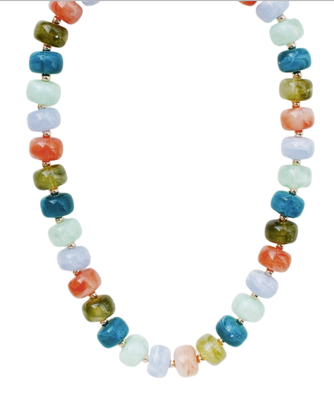 Confetti Crush Beaded Necklace In Citrus Splash