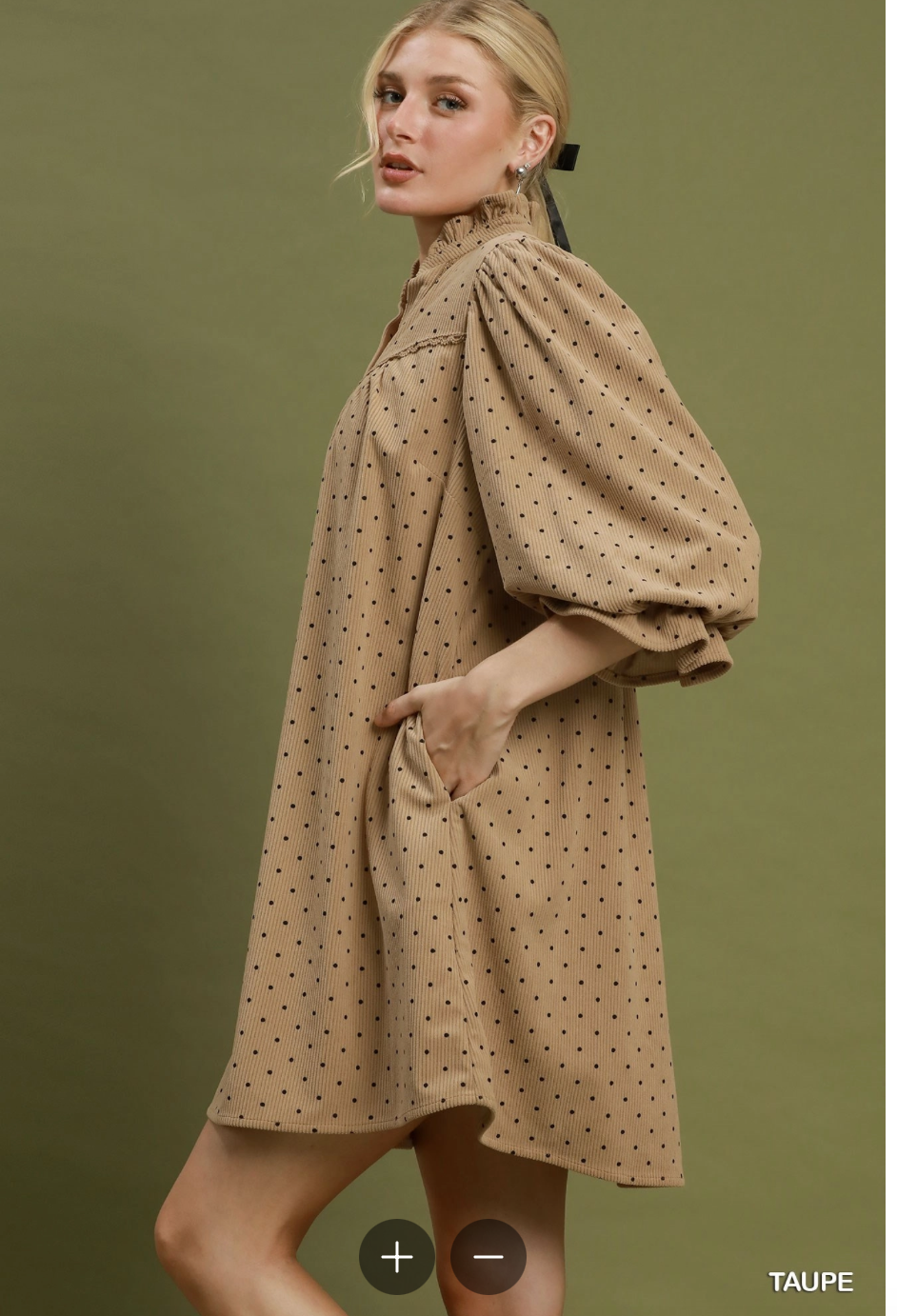 Darling Dot Dress In Taupe