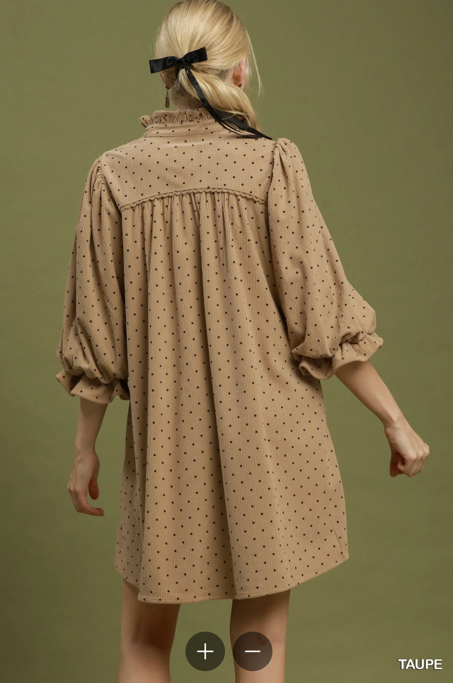 Darling Dot Dress In Taupe