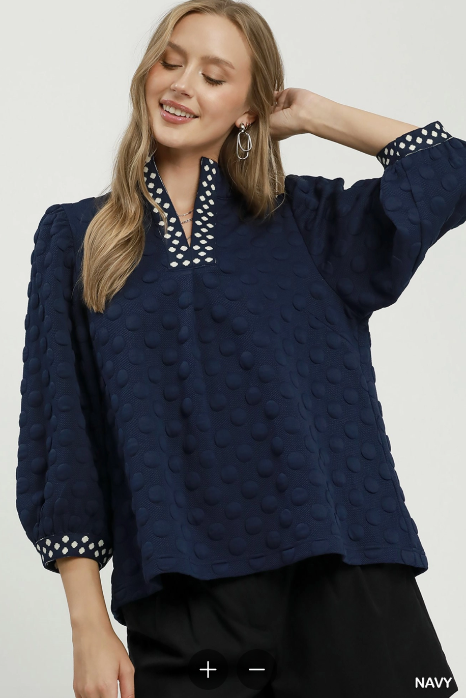 Dot To Dot Top In Navy