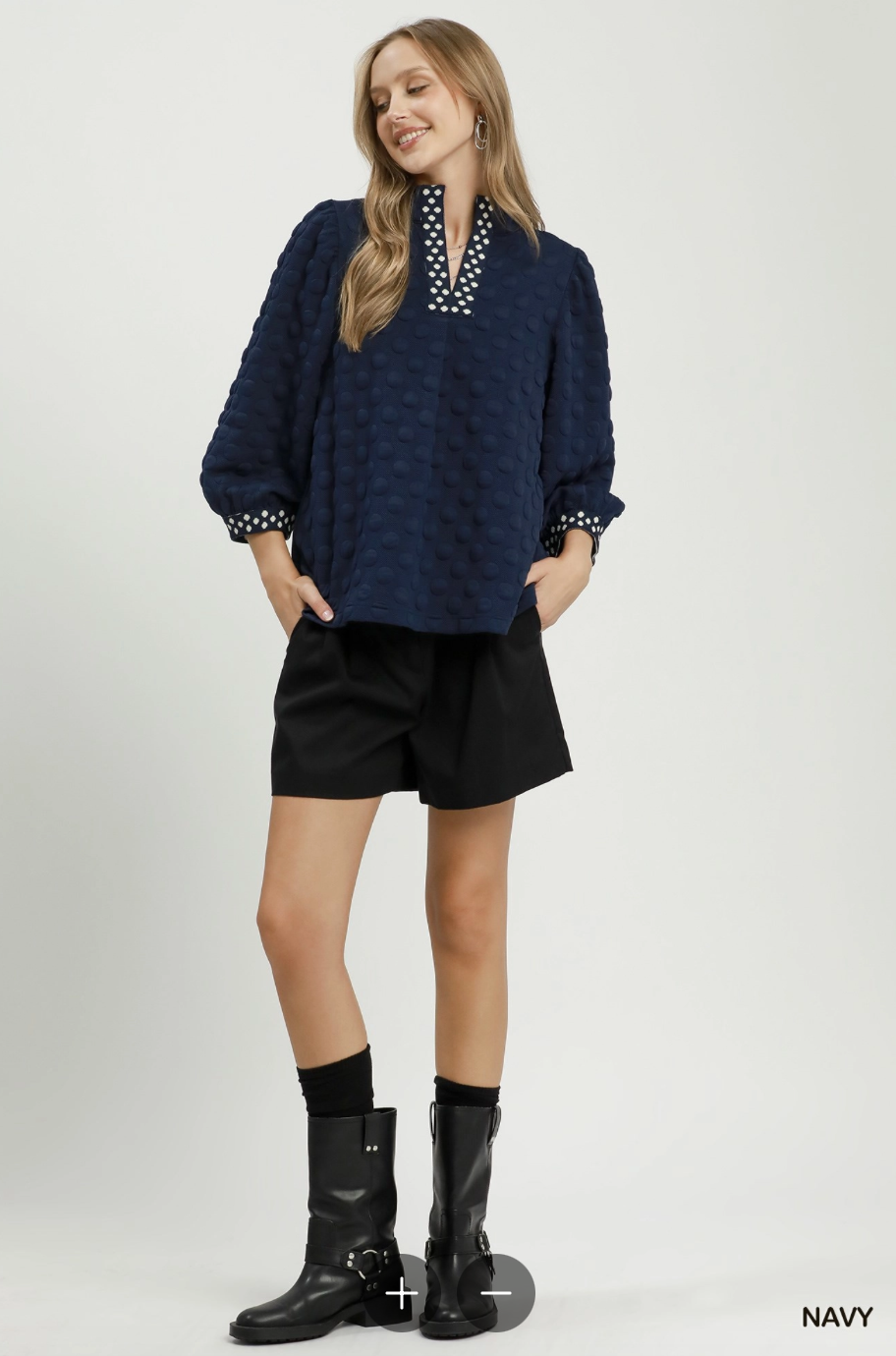 Dot To Dot Top In Navy