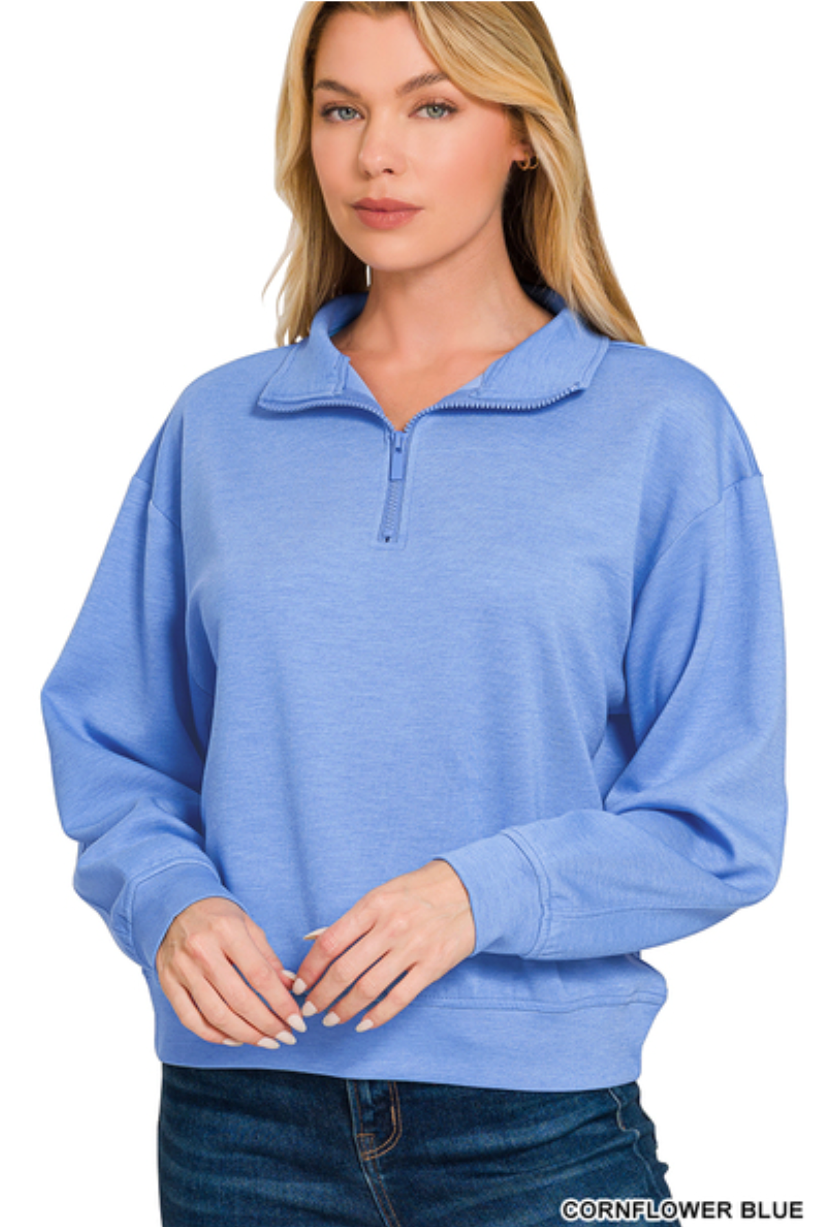 The Cloud Nine Half Zip In Cornflower Blue